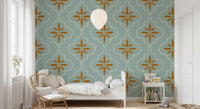 Kids room featuring Mediterranean Tile wallpaper and curved geometry