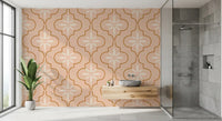 Soft tile forms appear across Peach Terracotta wallpaper with curved detail