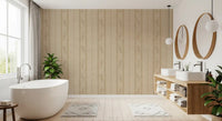 Vintage Ticking Stripe Wallpaper with linen texture and soft floral accents