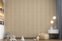 Kids room finished with Linen Sand Beige Wallpaper and vintage stripe detail
