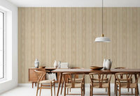 Dining room featuring Vintage Linen Stripe Wallpaper with sand beige floral lines