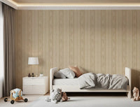 Floral Ticking Stripe Wallpaper with vintage linen texture and beige rhythm