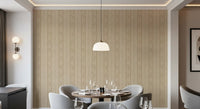 Dining area using Ticking Stripe Floral Wallpaper in vintage sand beige style