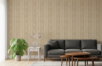 Vintage Sand Beige Wallpaper designed with linen stripes and floral repeats