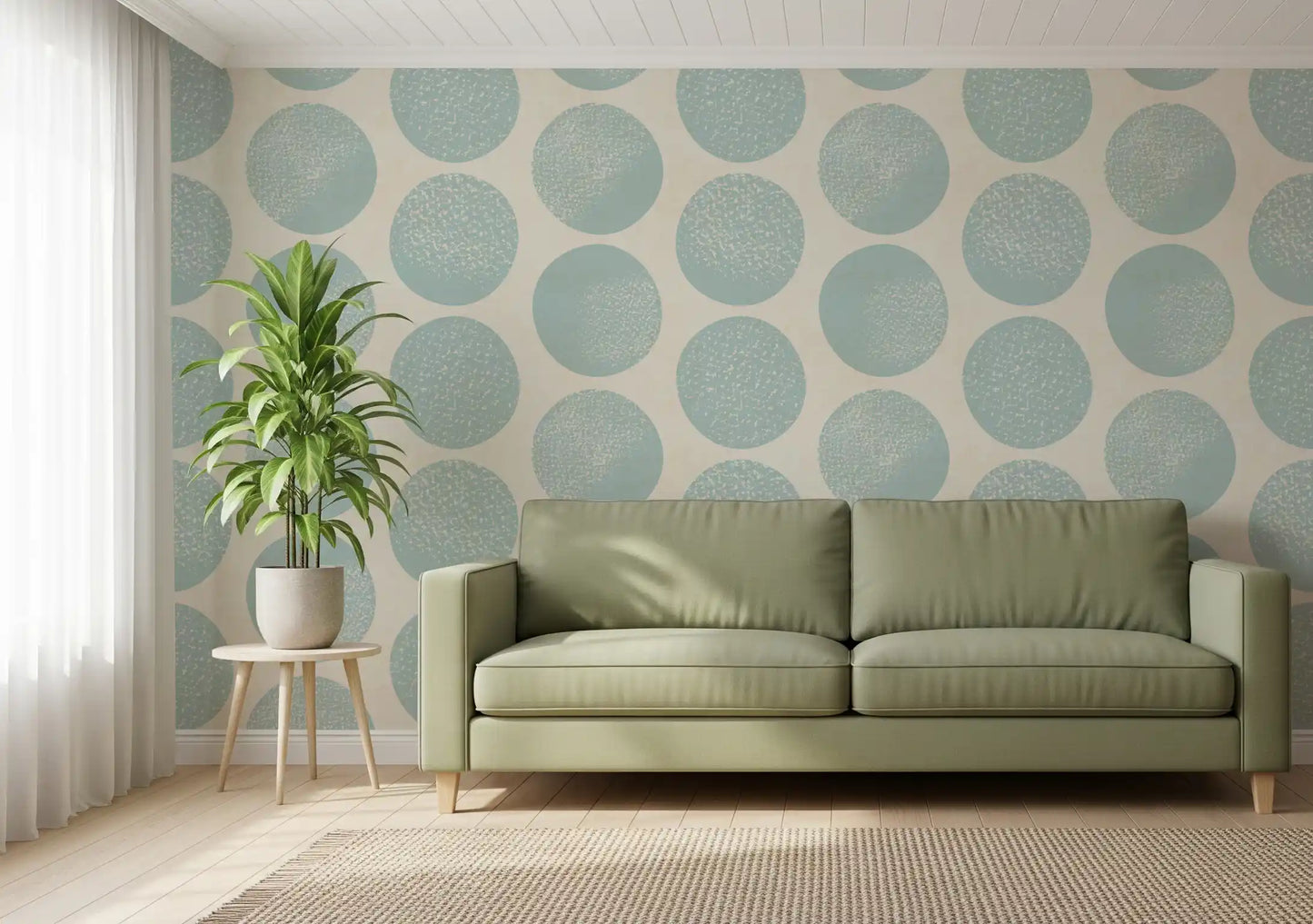Gentle texture shapes this circle pattern wallpaper with soft blue tones