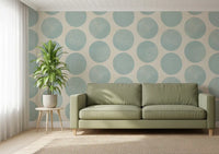 Gentle texture shapes this circle pattern wallpaper with soft blue tones