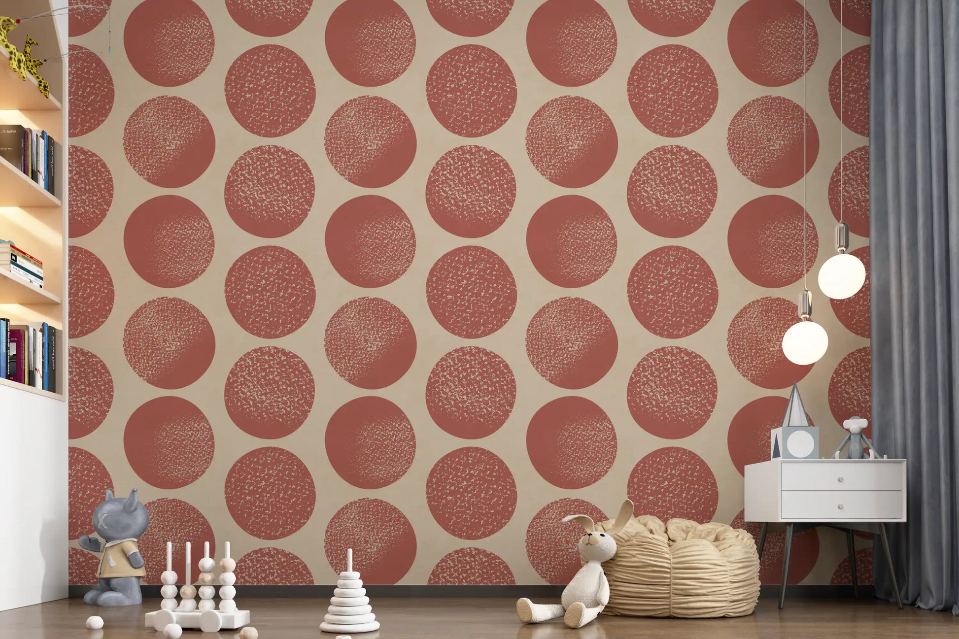 Warm Beige Rust Wallpaper featuring stippled dots and modern organic style