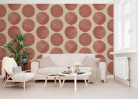 Organic Dots Wallpaper in warm beige color with rust textured dot artwork