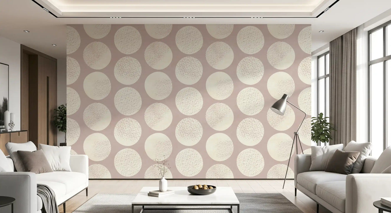 Organic Polka Dots Stippled Modern Cream on Dusty Rose Wallpaper⁠