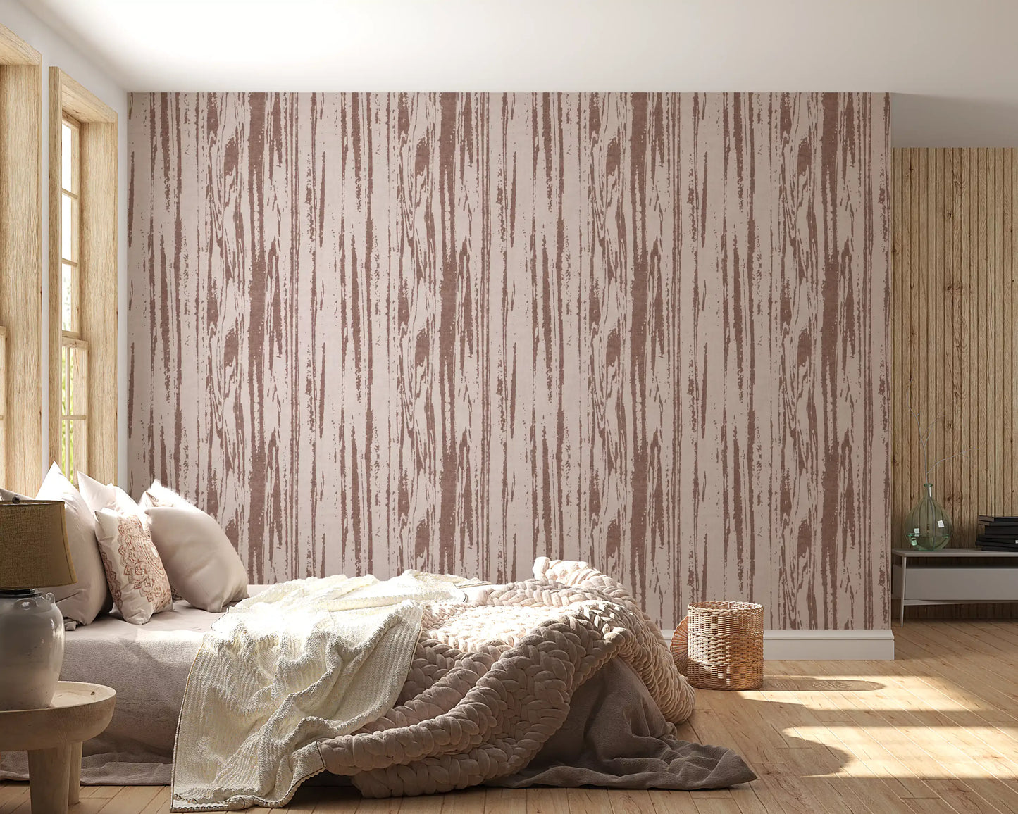 Pale background supports this rose wallpaper with calm vertical movement