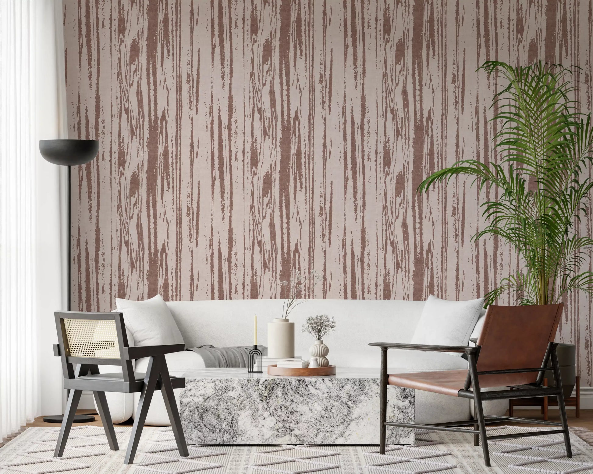 Blush textured wallpaper showing faded streaks over a light neutral base