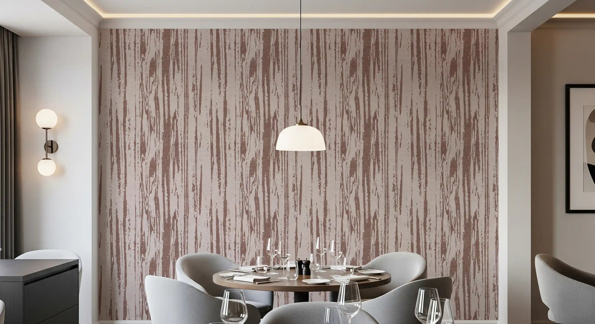 Muted rose markings give this surface wallpaper a gentle worn effect
