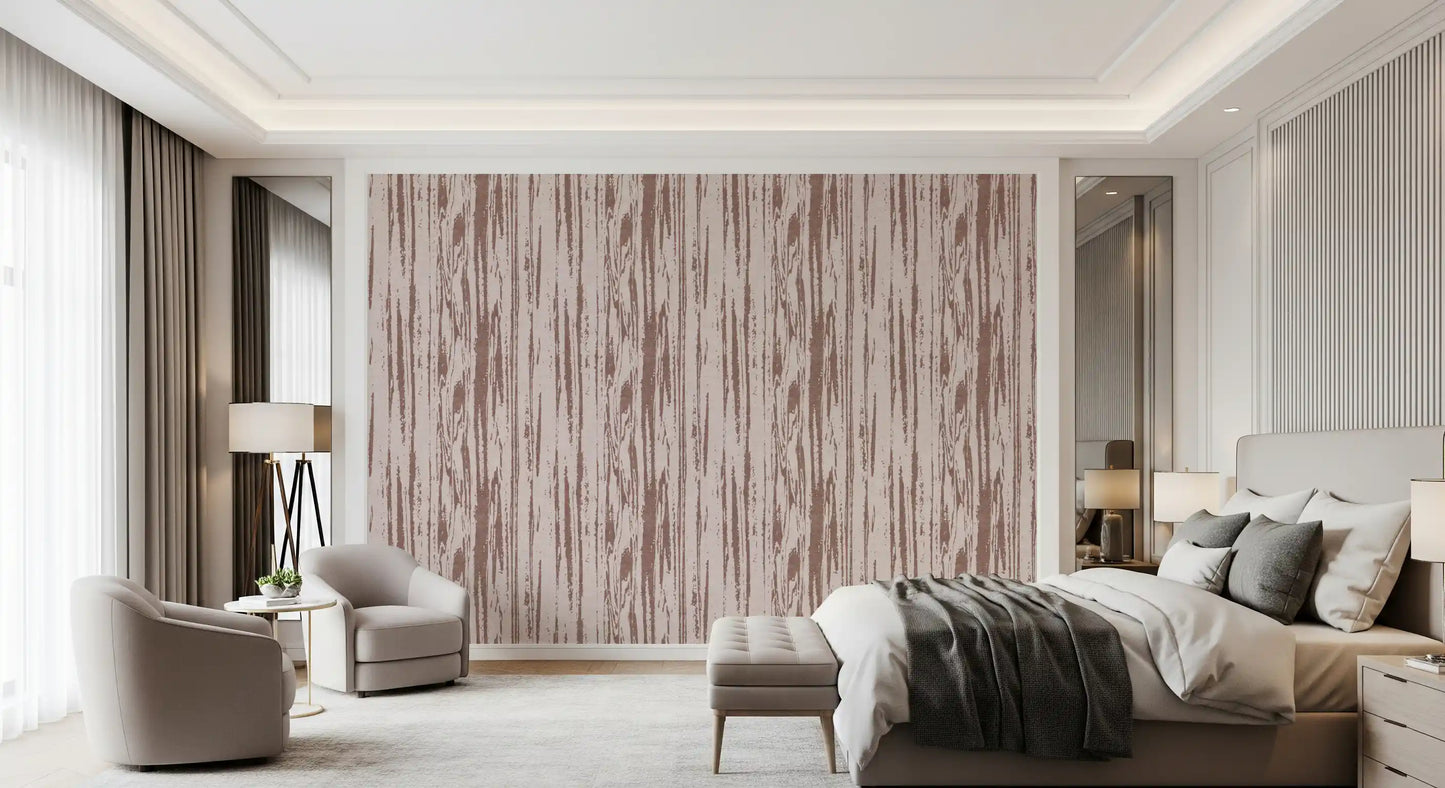 Dusty rose grain wallpaper with irregular lines and soft printed texture