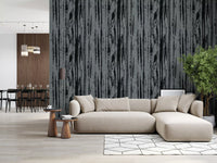 Irregular grain shapes define this charcoal grey woodgrain wallpaper beautifully