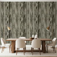 Modern woodgrain wallpaper with soft green shading and uneven linear detail