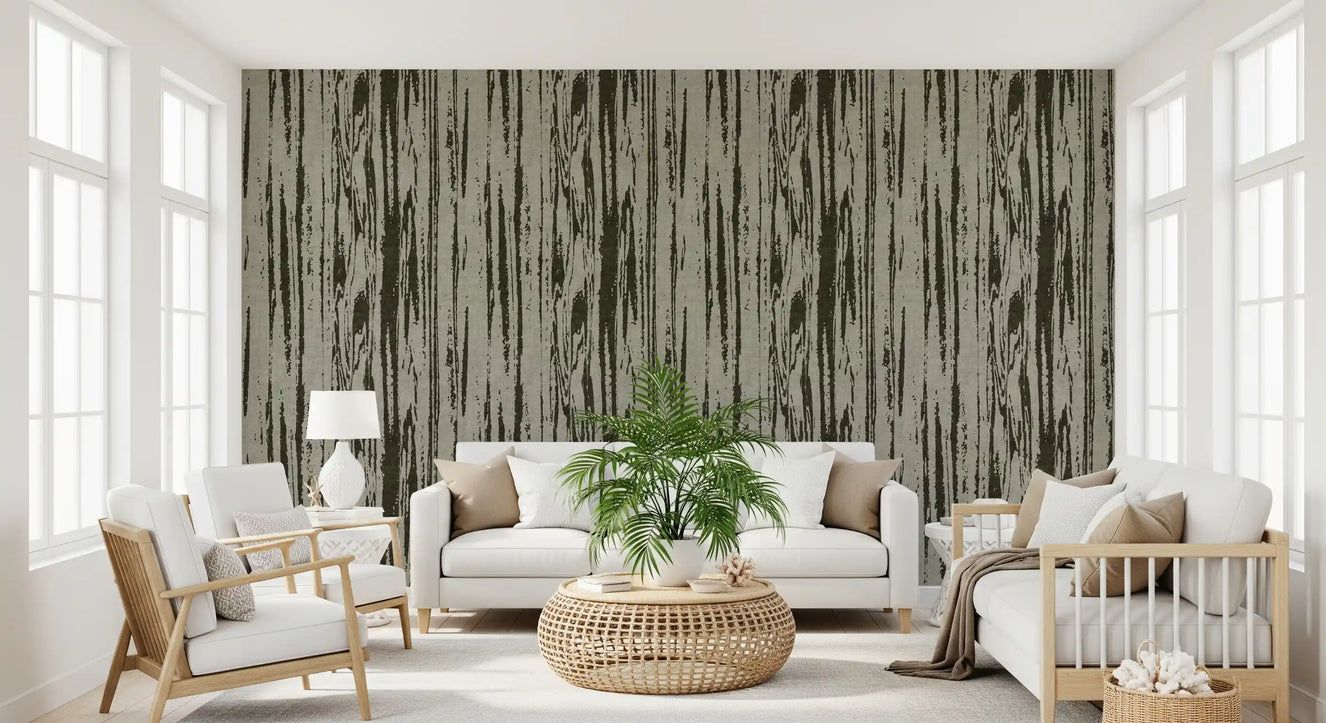 Modern Abstract Woodgrain Organic Lines Green Wallpaper⁠