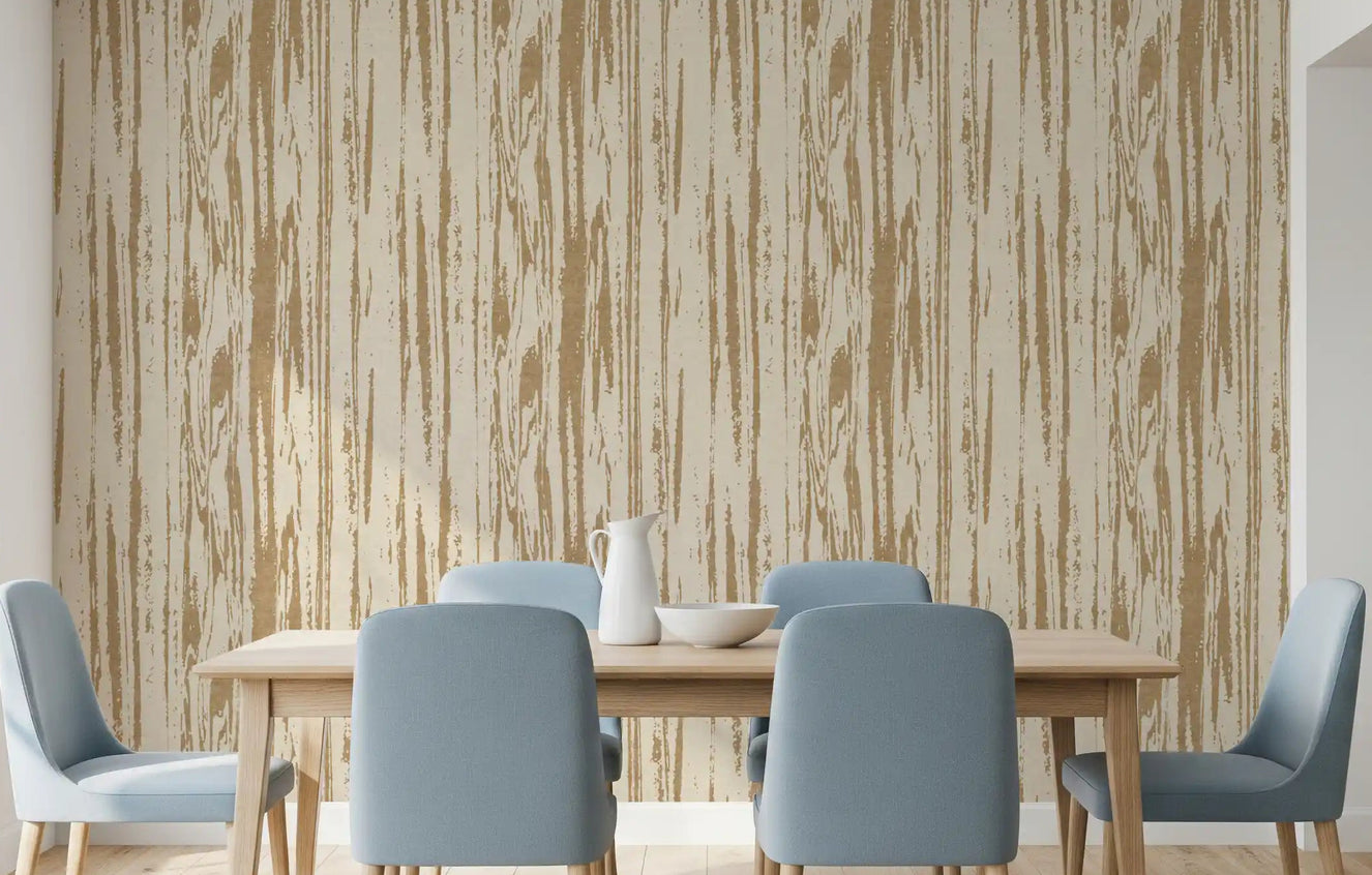 Modern beige wallpaper with wood-inspired lines and a calm surface finish