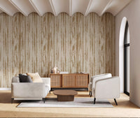 Office Home finished with modern woodgrain wallpaper and birch beige texture