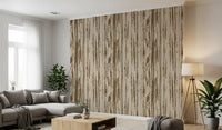 Living room finished in abstract woodgrain wallpaper with natural texture