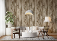 Organic woodgrain wallpaper with beige background and oak-style texture