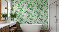 Office room Botanical Garden wallpaper with hummingbird and floral drawing