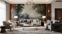 Lakeside Vista wall mural showing vintage landscape texture and grey tones