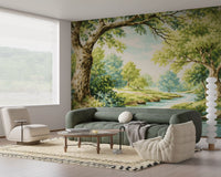 Hallway featuring Enchanted Creek Wall Mural with mossy bank detail