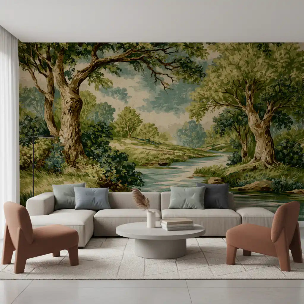 Woodland River Bend Wall Mural