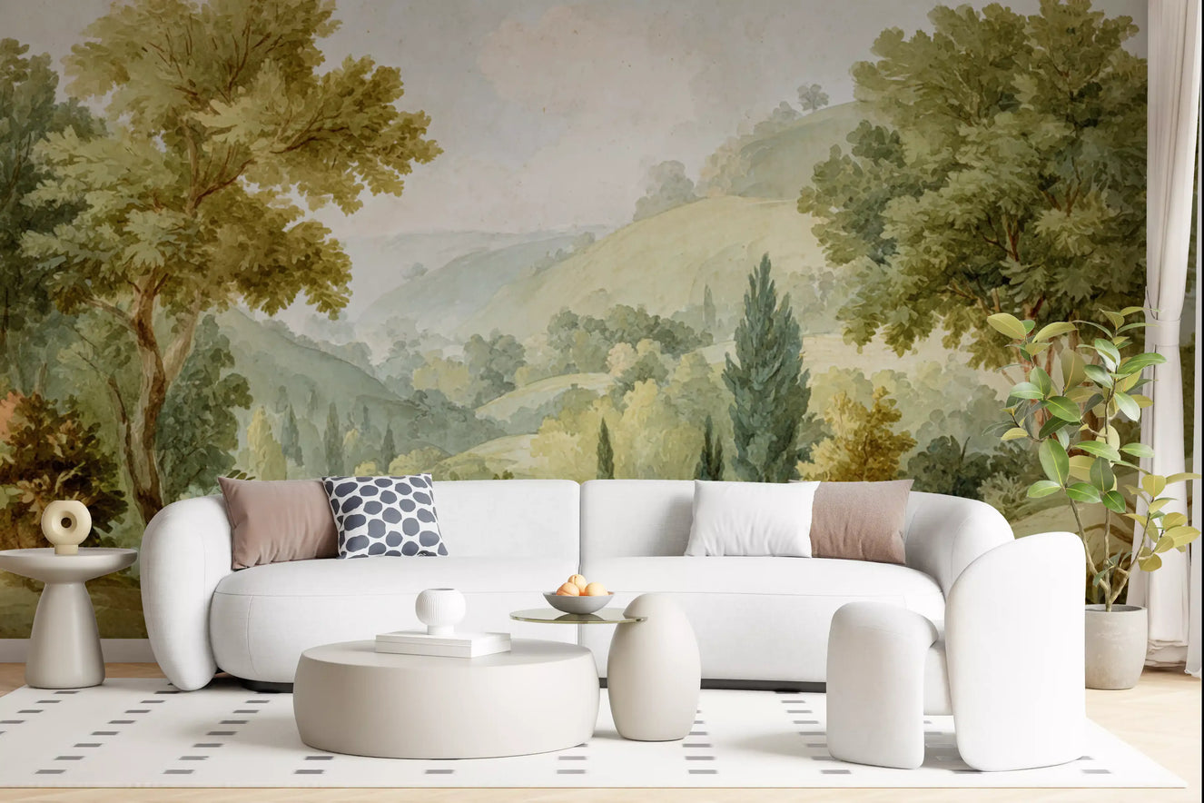 Serene Valley Vista Wall Mural
