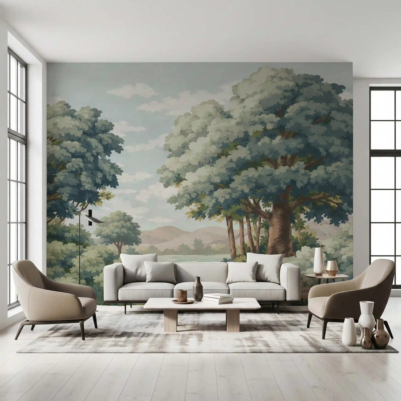 Verdant Horizon Lake Wall Mural