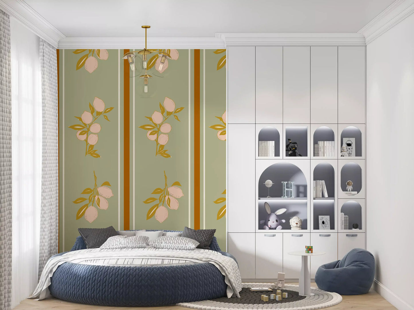 Sage Lemon Branch Wallpaper Mediterranean Style Wallpaper⁠