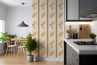 Mediterranean wallpaper showing citrus branches on a pale neutral background