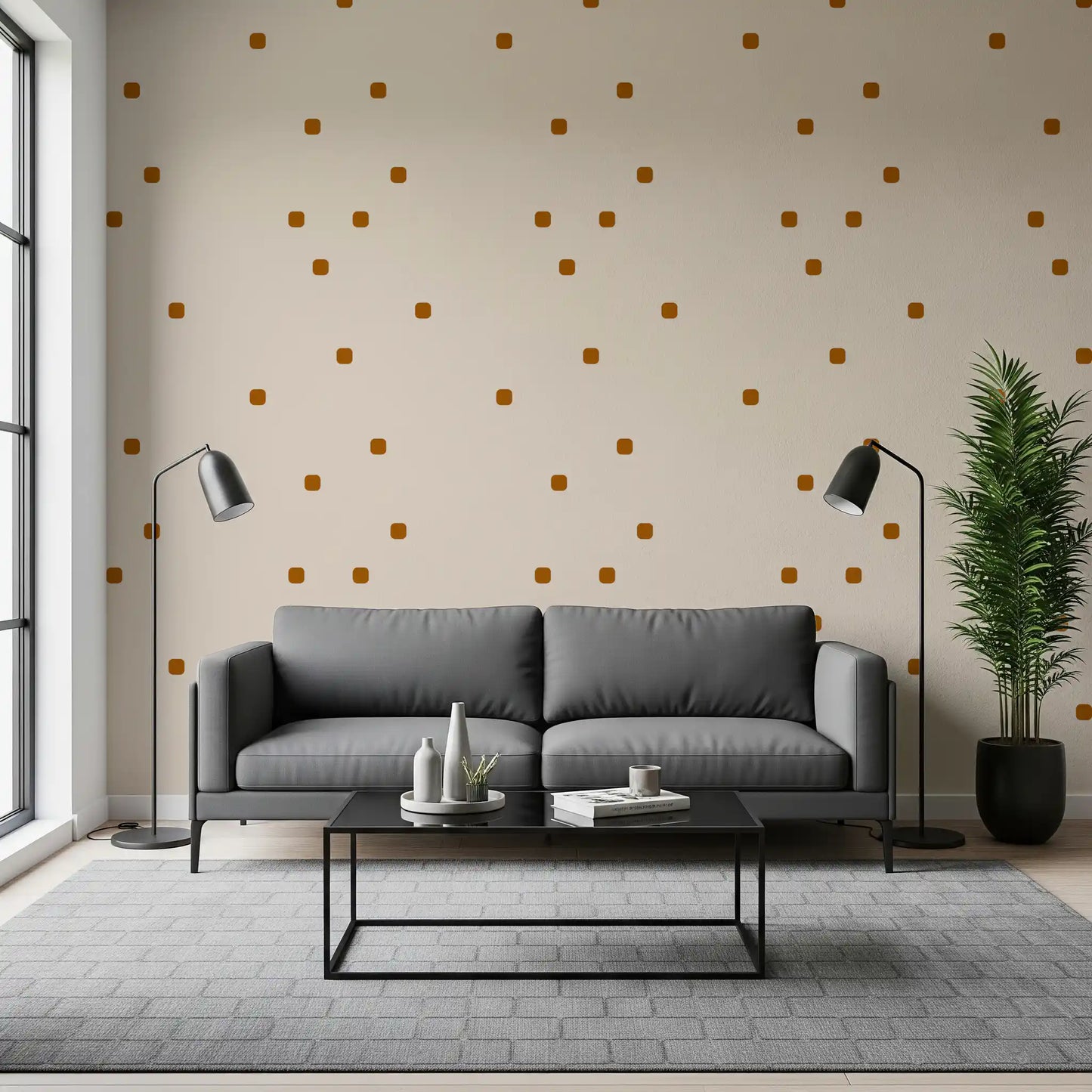 Beige Blush Polka Dot Wallpaper Soft Retro Wallpaper⁠