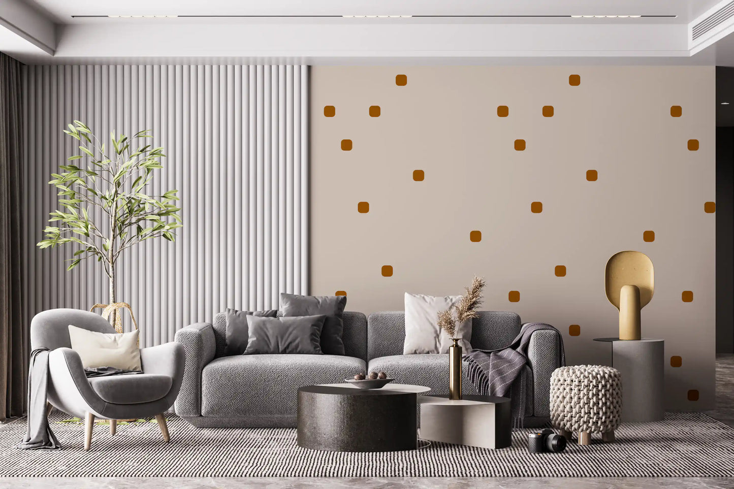 Beige Blush Polka Dot Wallpaper Soft Retro Wallpaper⁠