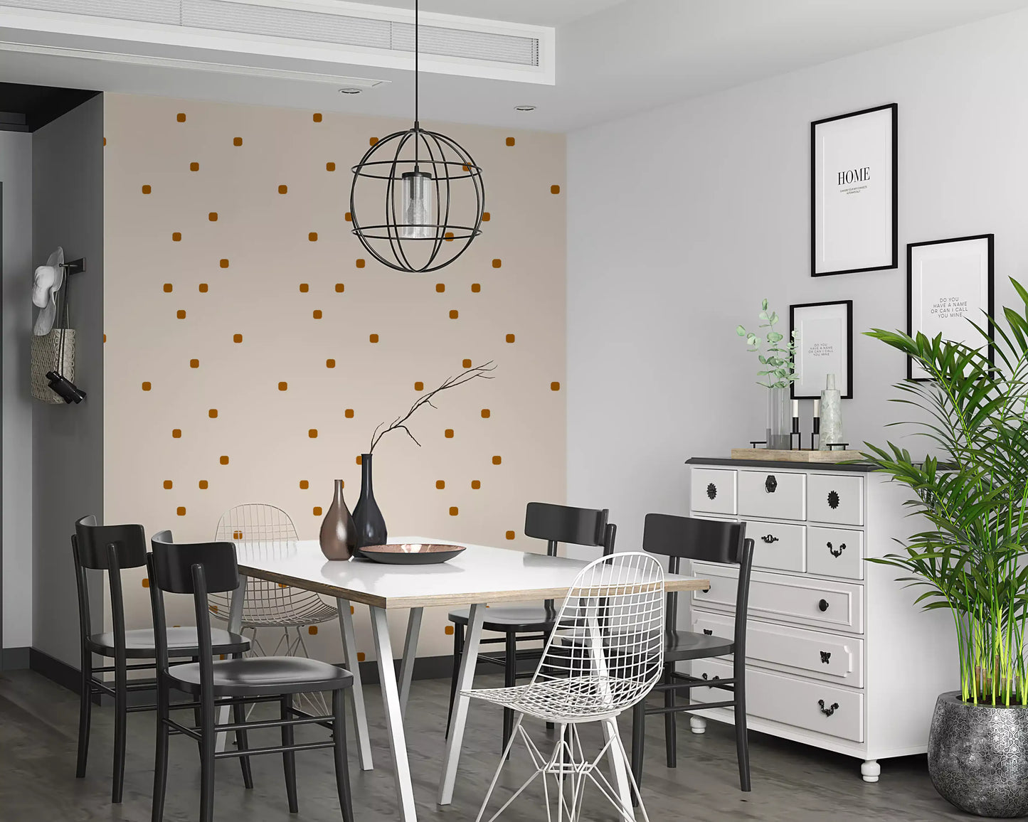 Beige Blush Polka Dot Wallpaper Soft Retro Wallpaper⁠