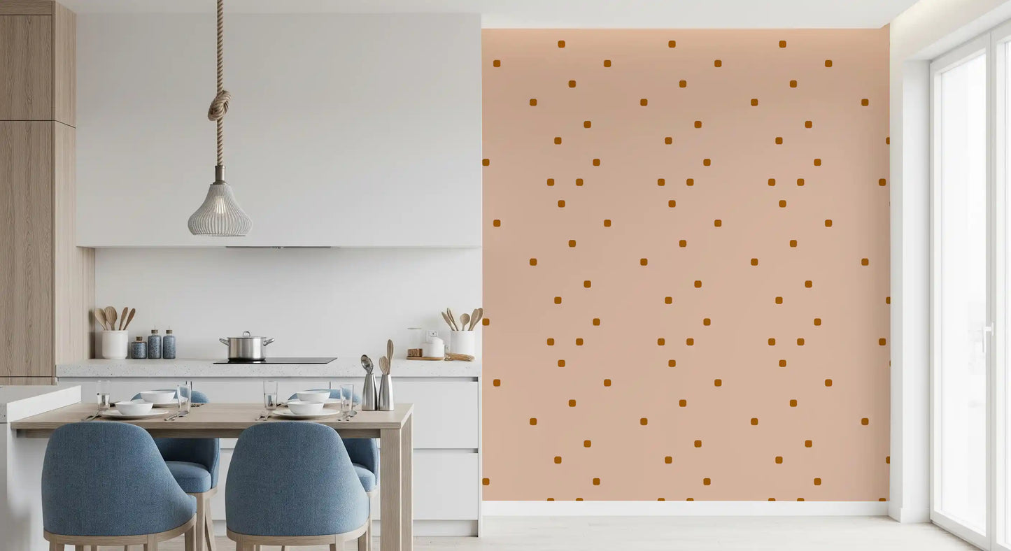 Blush Beige Polka Dot Wallpaper Retro Minimal Wallpaper⁠