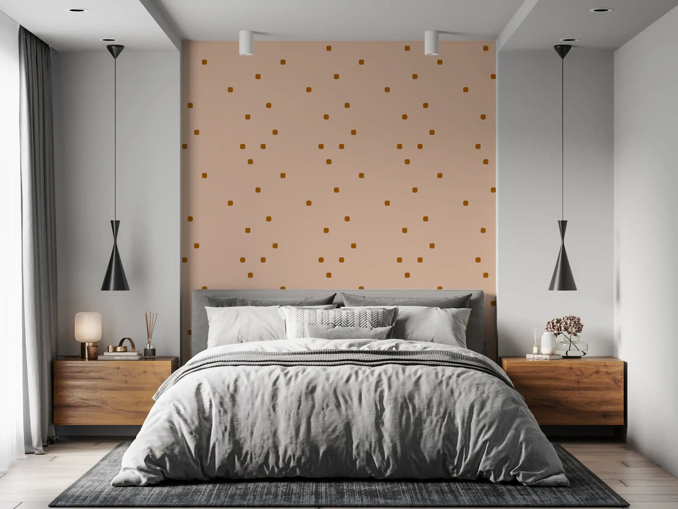Blush Beige Polka Dot Wallpaper Retro Minimal Wallpaper⁠