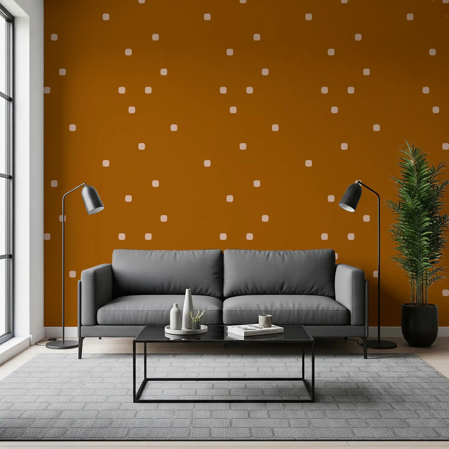 Terracotta Beige Polka Dot Wallpaper Retro Minimal Wallpaper⁠