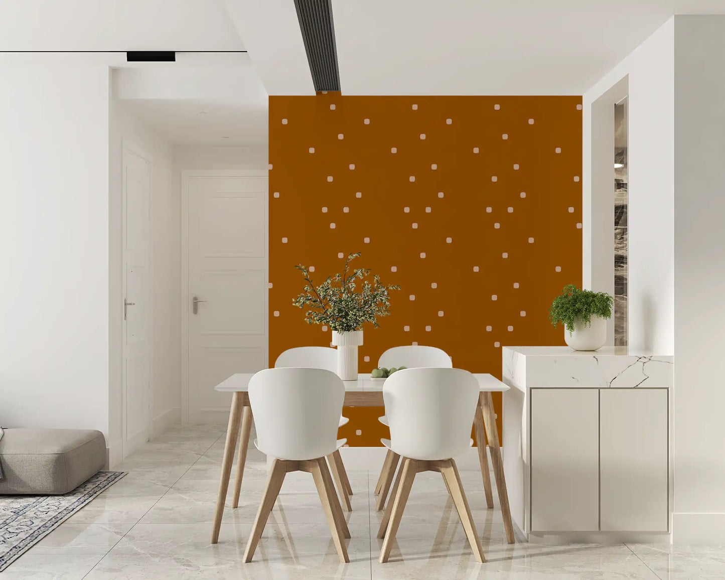 Terracotta Beige Polka Dot Wallpaper Retro Minimal Wallpaper⁠