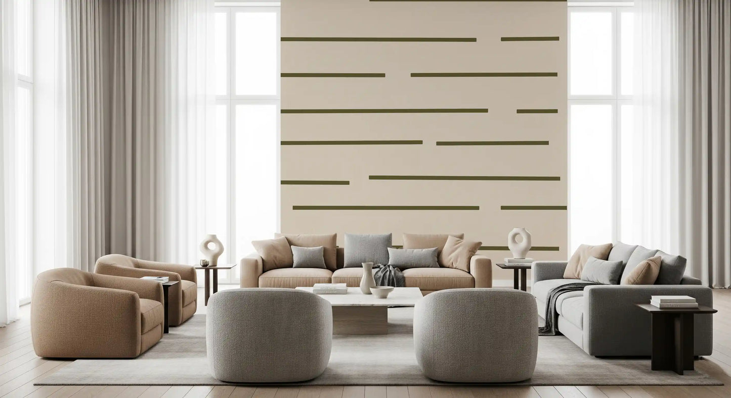Olive Green Stripe Wallpaper Scandinavian Minimal Wallpaper⁠