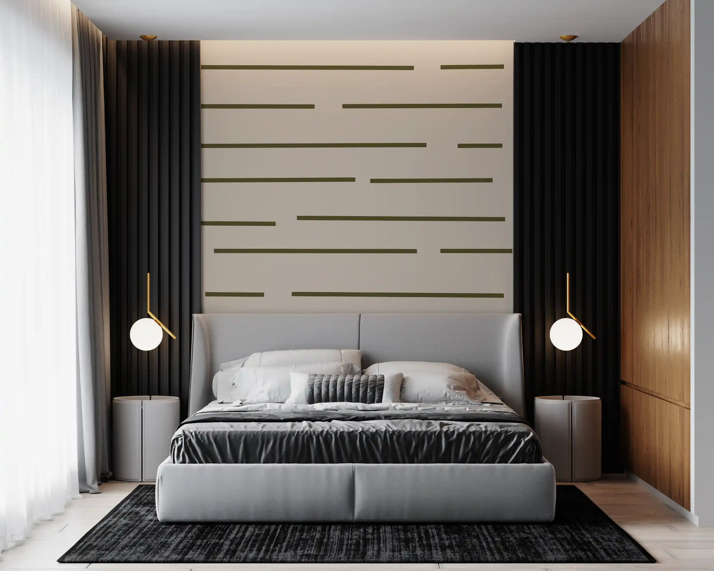 Olive Green Stripe Wallpaper Scandinavian Minimal Wallpaper⁠