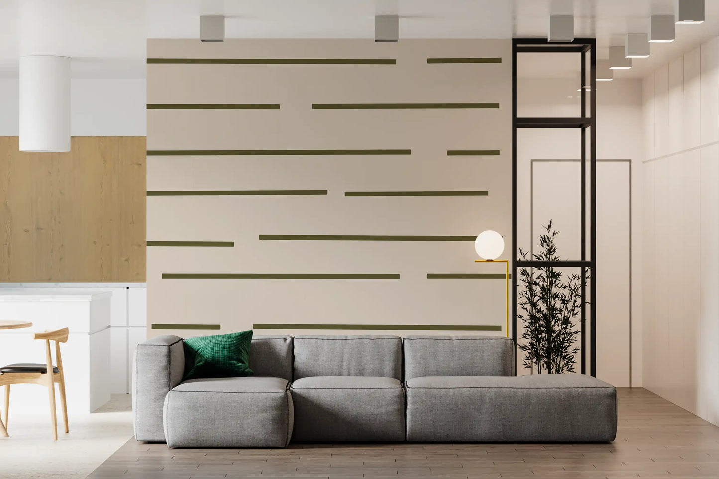 Olive Green Stripe Wallpaper Scandinavian Minimal Wallpaper⁠
