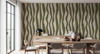 Green line wallpaper with irregular bands and clean minimal character