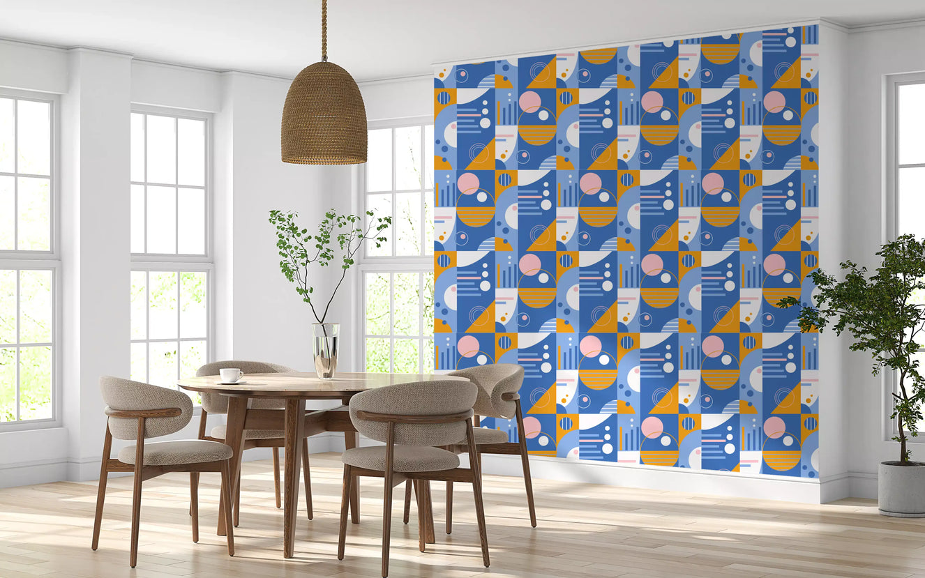 Retro Geo Blocks Wallpaper⁠