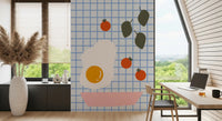 Red cherry tomatoes scattered across the Brunch illustrated wall mural