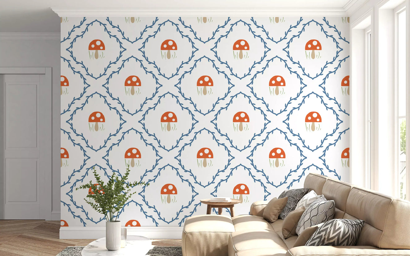 Whimsical Mushroom Vines Wallpaper⁠