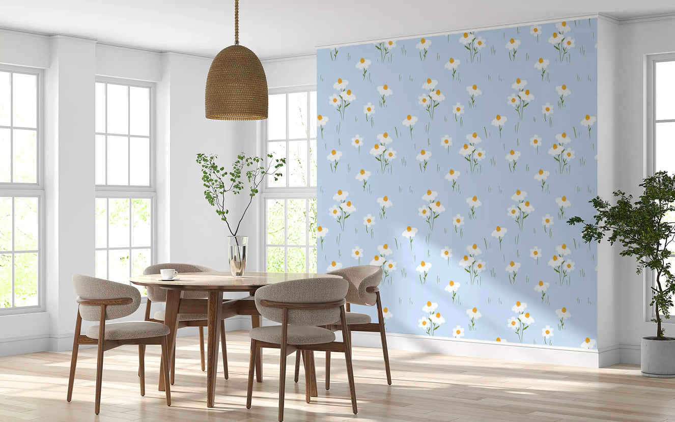 Daisy Dreams on Blue Wallpaper⁠
