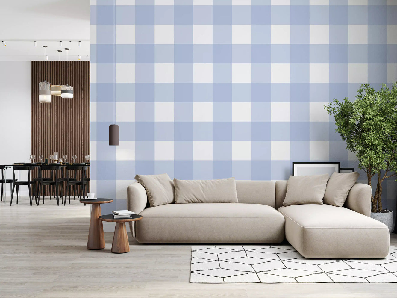 Crisp Blue Checkered Calm Wallpaper⁠