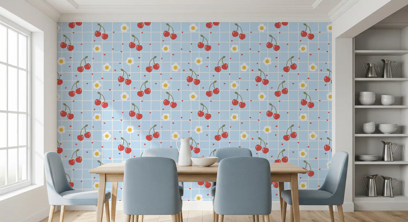 Sweet Cherry Gingham Wallpaper⁠