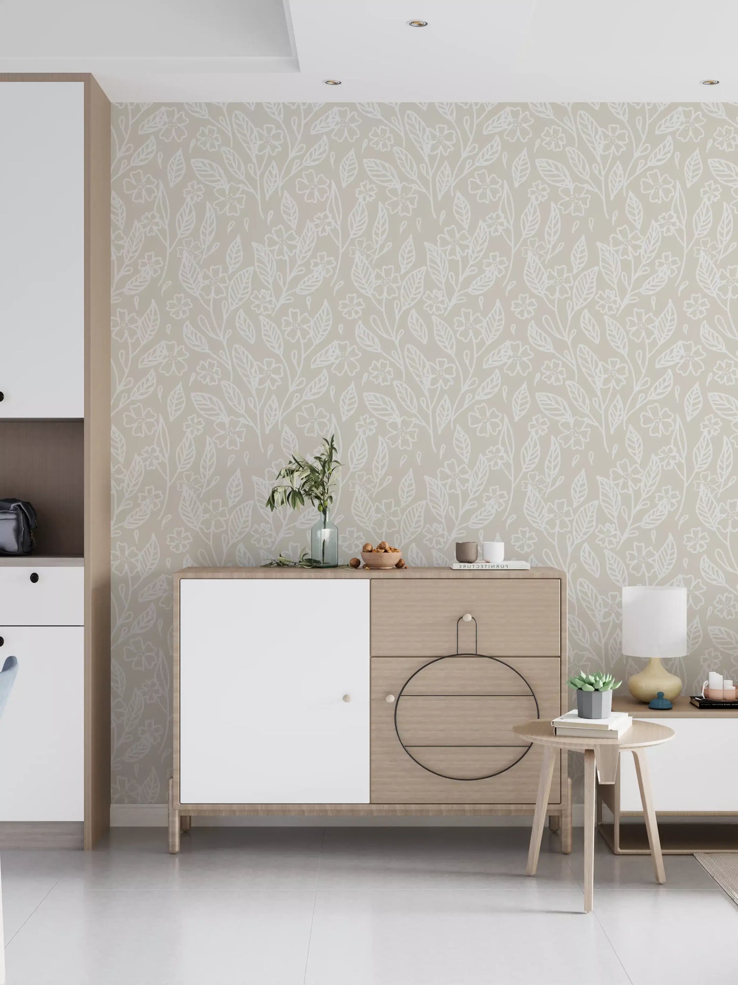 Neutral Floral Wallpaper⁠
